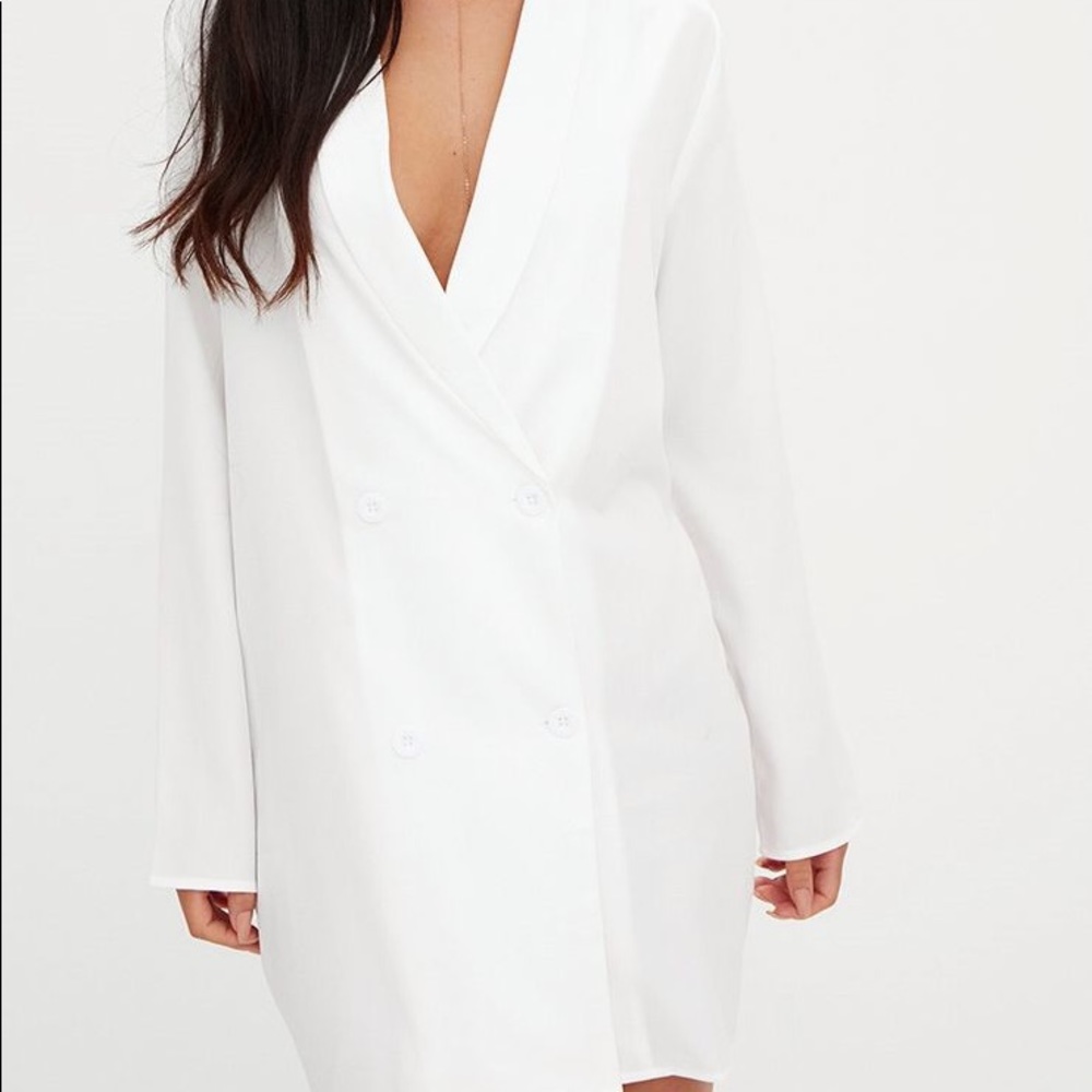 White Oversized Blazer Shift Dress